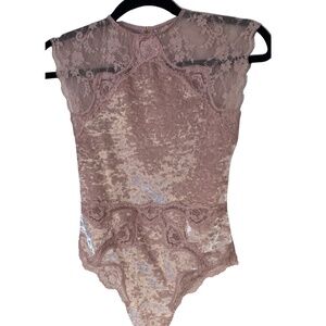 Victoria's Secret Vintage Pink Crushed Velvet and Lace Teddy